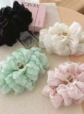 超仙大号多层泡泡蝴蝶结抓夹气质显发量韩国纱花发抓后脑勺鲨鱼夹
