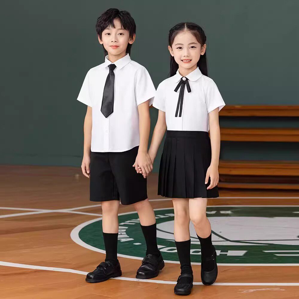儿童学院风短袖白衬衫合唱朗诵服