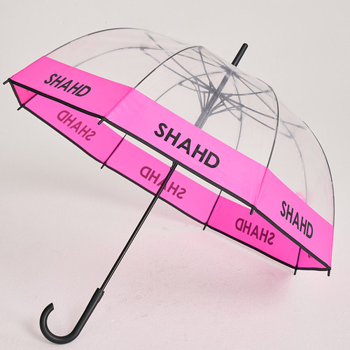 SHAHD芭比风透明雨伞粉红字母边
