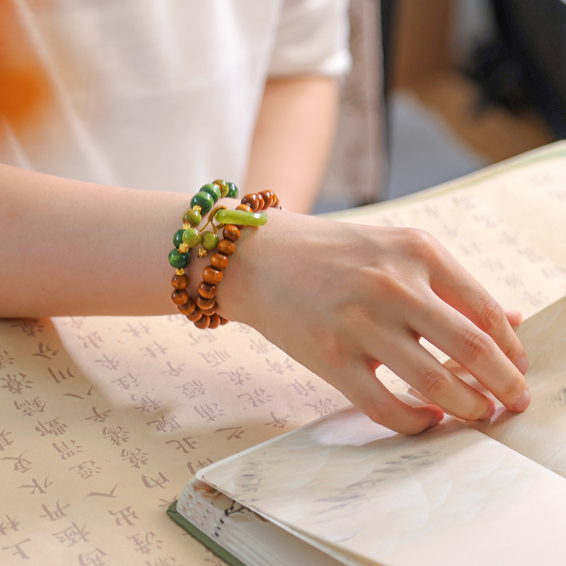 新中式木纹珠拼接手串叠戴手链