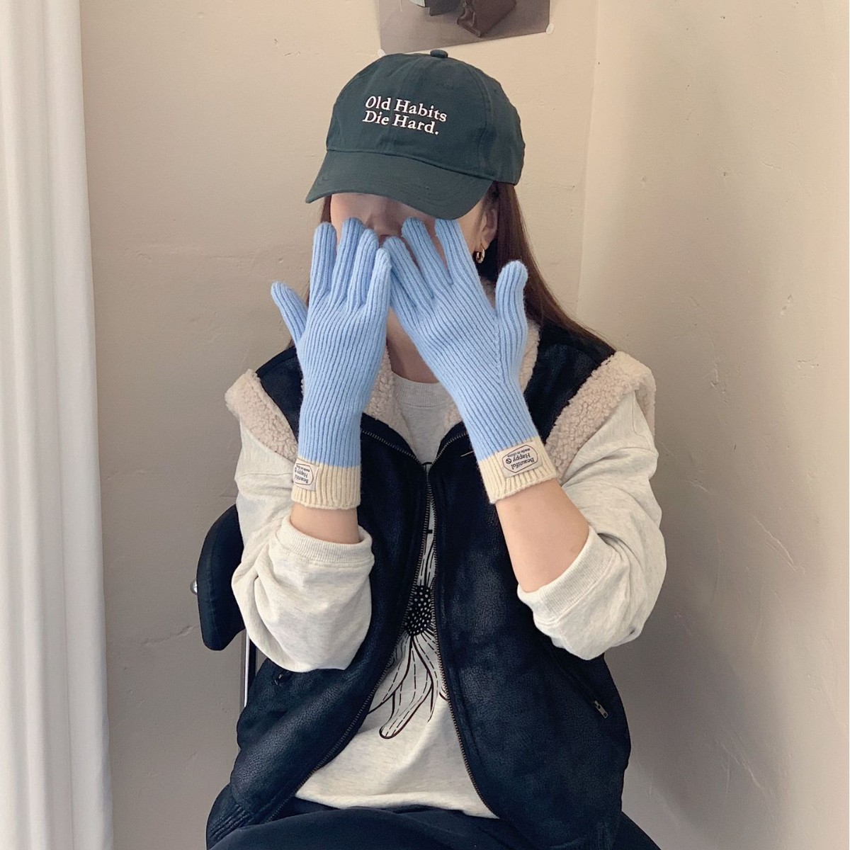 秋冬新款针织五指手套in风时尚