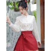 2025新款 国风对襟衬衣女款 日常新中式 马面裙上衣搭配秋季 云肩衬衫