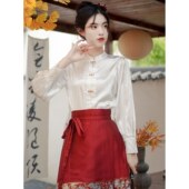 衬衣长袖 春秋国风女装 对襟立领新中式 古风汉服上衣配马面裙 衬衫