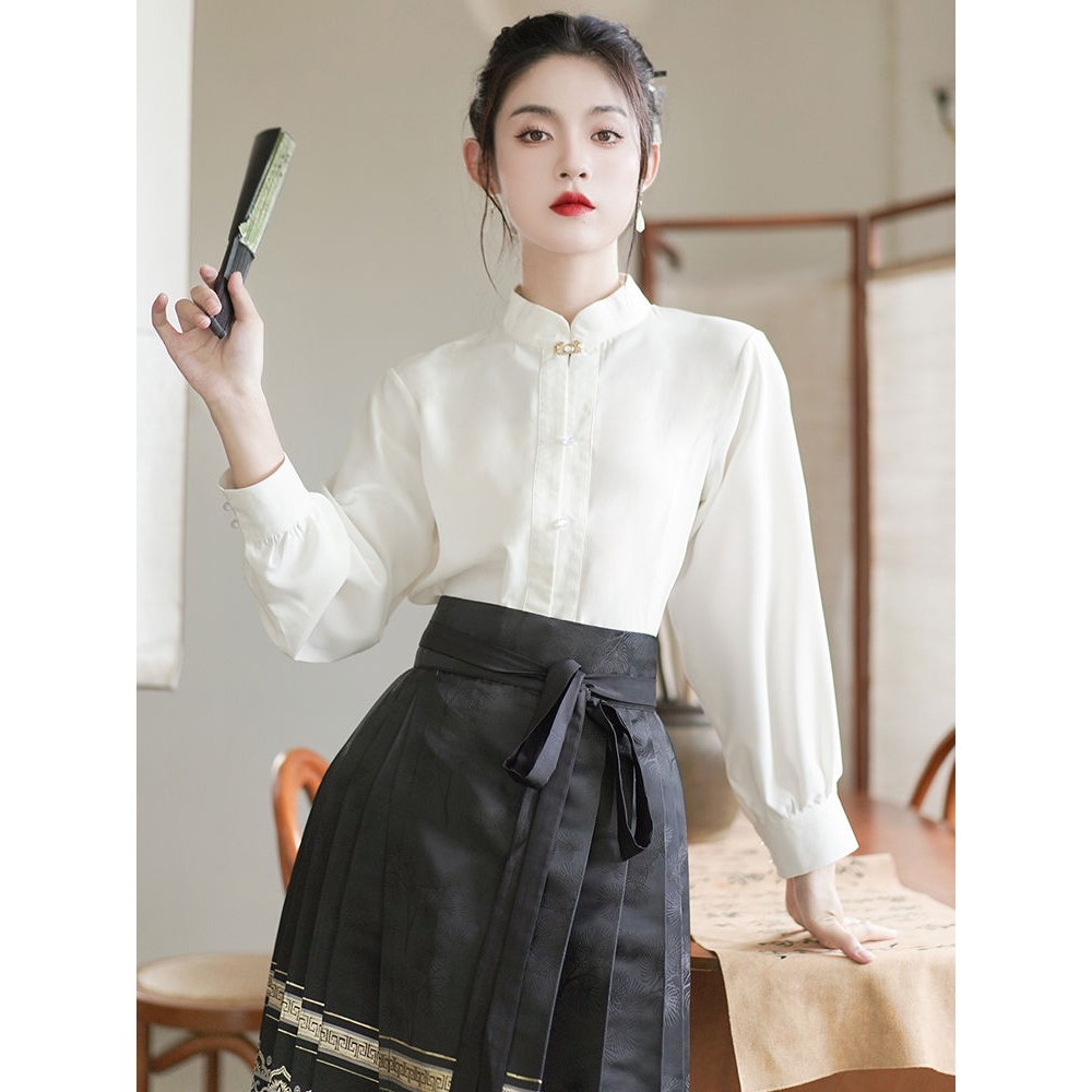 新中式汉服对襟立领衬衣1143