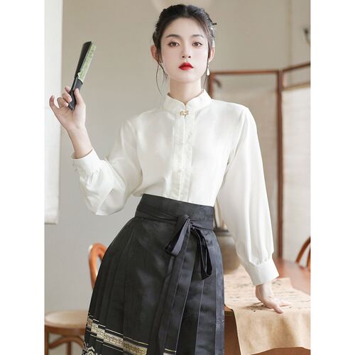 新中式汉服对襟立领衬衣1143