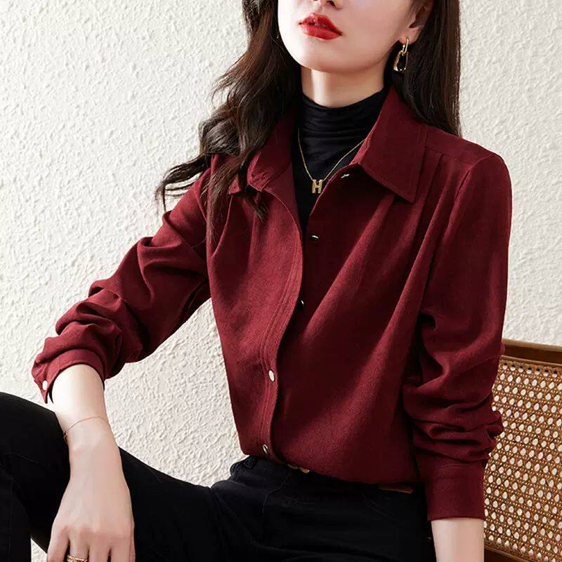 复古港风磨毛衬衫女长袖2025春秋内搭叠穿洋气打底衬衣上衣外套,女装/女士精品,衬衫,淘宝优惠券,粉丝福利购,淘宝优惠卷