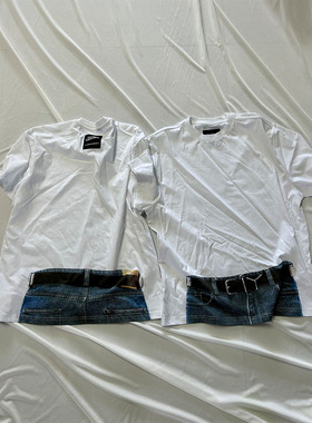 正确Y/PROJECT23ss3D视觉牛仔图案数码印花纯棉休闲短袖男女同款