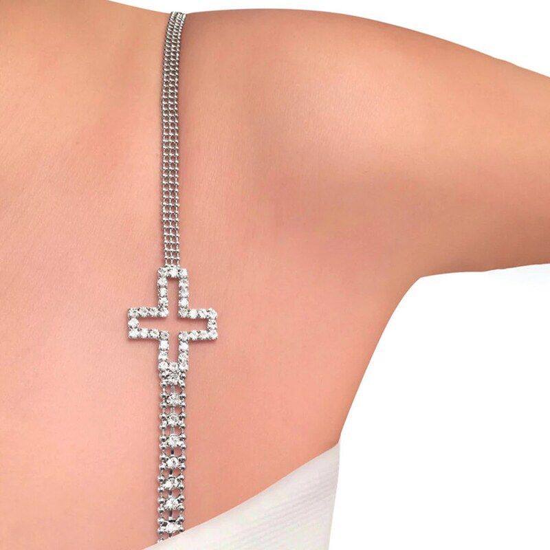 跨境新款时尚十字架水钻肩带个性性感肩链身体链女Shoulder chain