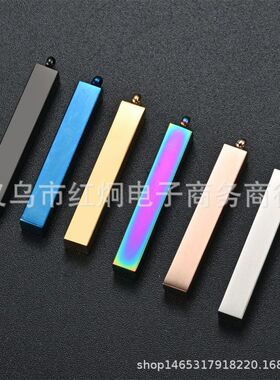 跨境货源不锈钢立体吊坠钛钢四方体刻字牌可DIY长方形项链吊坠