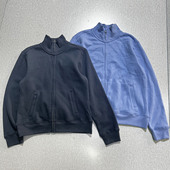 几十件柔软春秋薄绒简单纯色男女百搭宽松休闲立领拉链衫 外套外贸