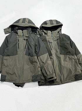 冬季户外棉衣防风袖加厚实保暖工装多口袋冲锋衣军绿色御寒棉袄男