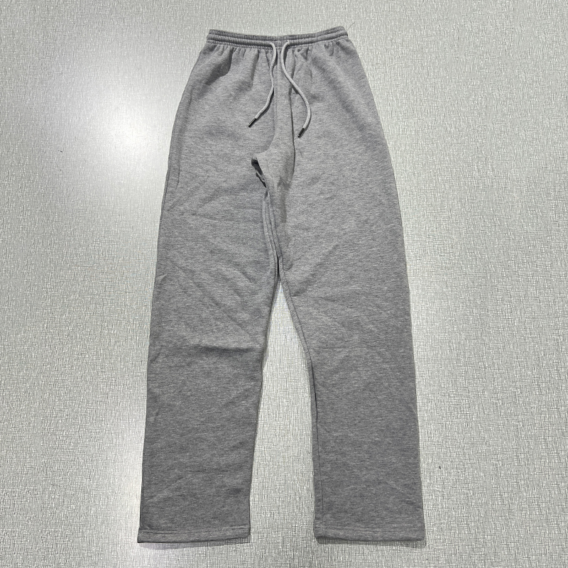 家居裤松紧腰秋冬薄绒烟灰宽松休闲大码直筒宽脚基础男女百搭长裤