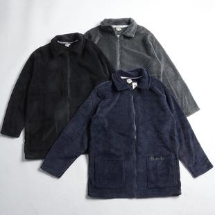 刺绣奢华法兰绒柔软舒适宽松休闲可外出拉链衫 春秋款 保暖家居男士