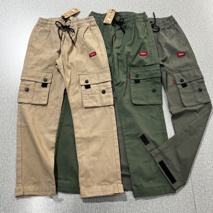 结实耐磨宽松户外休闲直筒可束脚百搭裤 春秋潮款 95棉多口袋工装