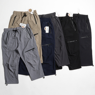 可收脚口 裤 弹力面料夏季 多口袋工装 子松紧腰男 速干马裤 七分裤