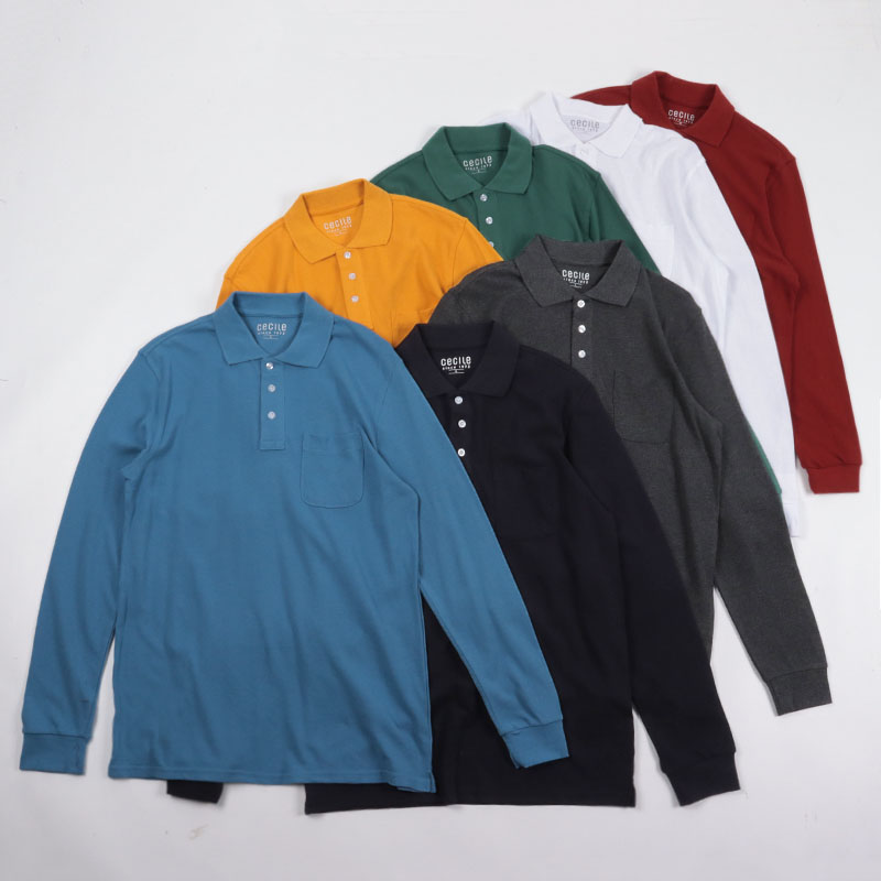 珠地棉更舒适翻领长袖打底衫