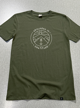 夏季轻薄透气柔软舒适纯棉军绿色圆领休闲大码软印花短袖T恤男