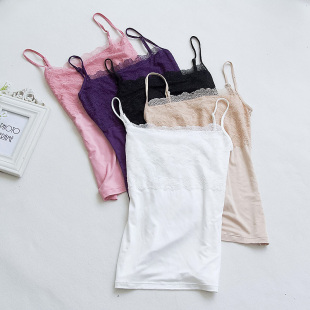 莫代尔外穿小吊带衫 短款 女 吊带背心打底内搭蕾丝蕾丝韩版 韩范新款