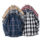 衬衣男士 美式 外套 新款 复古宽松格纹长袖 潮牌磨毛格子衬衫 男春秋季