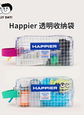 韩国oh,lolly day!透明收纳袋撞色防水耐磨小巧便携化妆品收纳袋