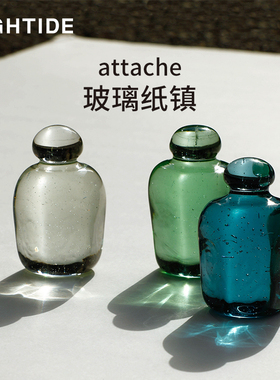 日本HIGHTIDE attache手工制再生玻璃纸镇环保压书压纸书房摆件