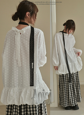 Aoioi日系少女立体波点系带花苞连衣裙春夏宽松显瘦中长款裙子女