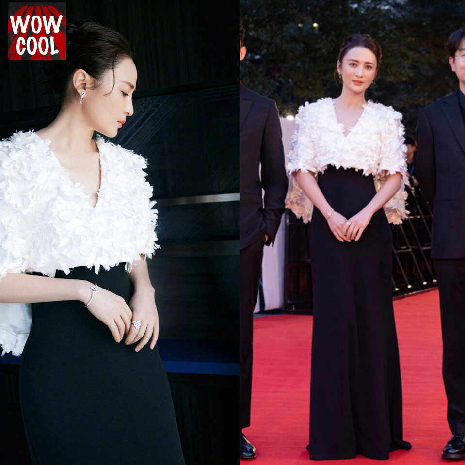 女装蒋勤勤同款长款黑白色