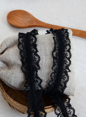 花边辅料黑色双边弹力涤纶蕾丝花边，服装辅料