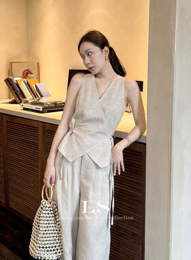 【LS新品牌】黑标极简大牌 夏季上新极简v领通勤挂脖上衣女30613#