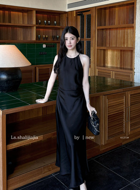 LS法式锻感褶皱连衣裙女十三行2026春季新款气质收腰包臀裙 61273