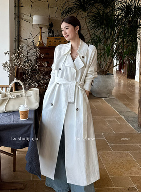 LS述致 时尚设计感长款风衣外套女2026早春新款中长款大衣 23002#