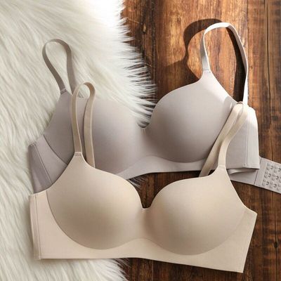 7702随意裁调整型无痕内衣女聚拢防下垂性感舒适果冻条文胸罩简约