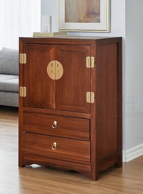 中古风实木斗柜客厅转角小柜