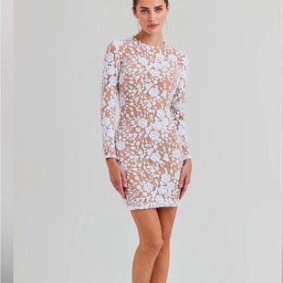 修身 小俞家 重工亮片约会礼服裙长袖 mera 显瘦包臀连衣裙 Nadine