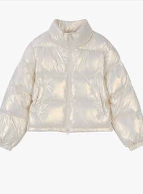 小俞家 plastic island*白色珠光棉服外套短款厚实秋冬外套
