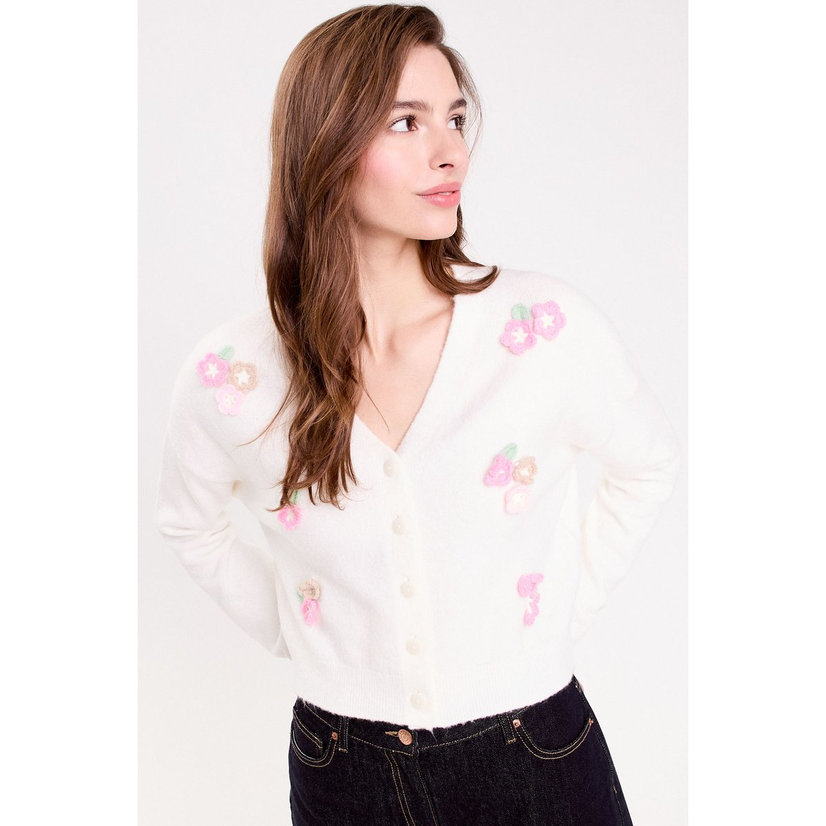 小俞家 cach* V领立体刺绣花朵毛衣针织外套洋气别致上衣,个性定制/设计服务/DIY,毛衣加工定制,淘宝优惠券,粉丝福利购,淘宝优惠卷