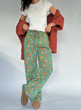 小俞家 bailey ros* 圣诞氛围面包南瓜卡通长裤度假休闲直筒可爱