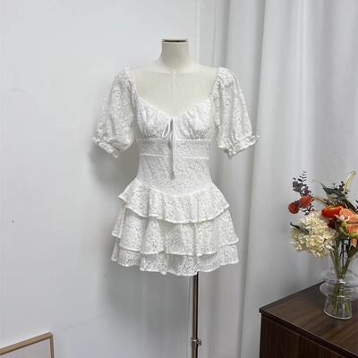 小俞家 ALTARD STAT*休闲度假风优雅气质蕾丝白色蛋糕连体裤2025