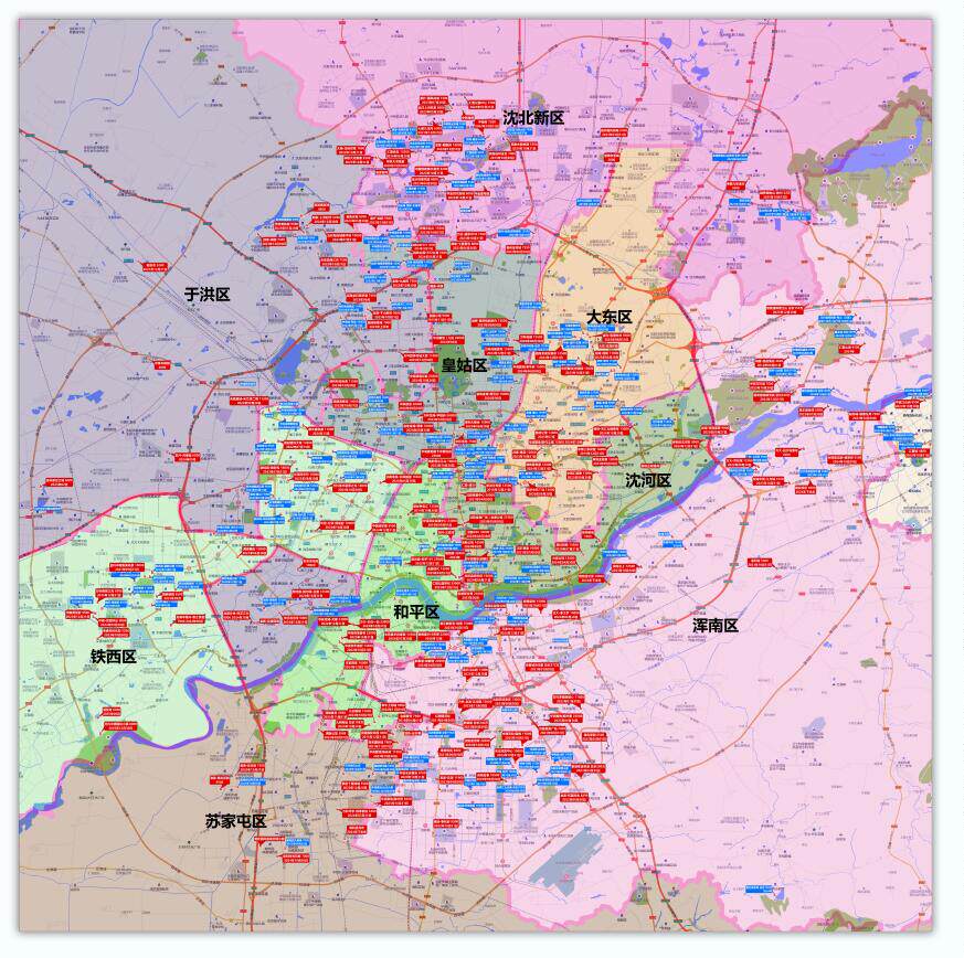 沈阳地图 新房标注 2026年新数据区域 在售楼盘小区高清地图