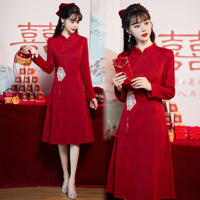 中国风春秋季修身显瘦旗袍连衣裙