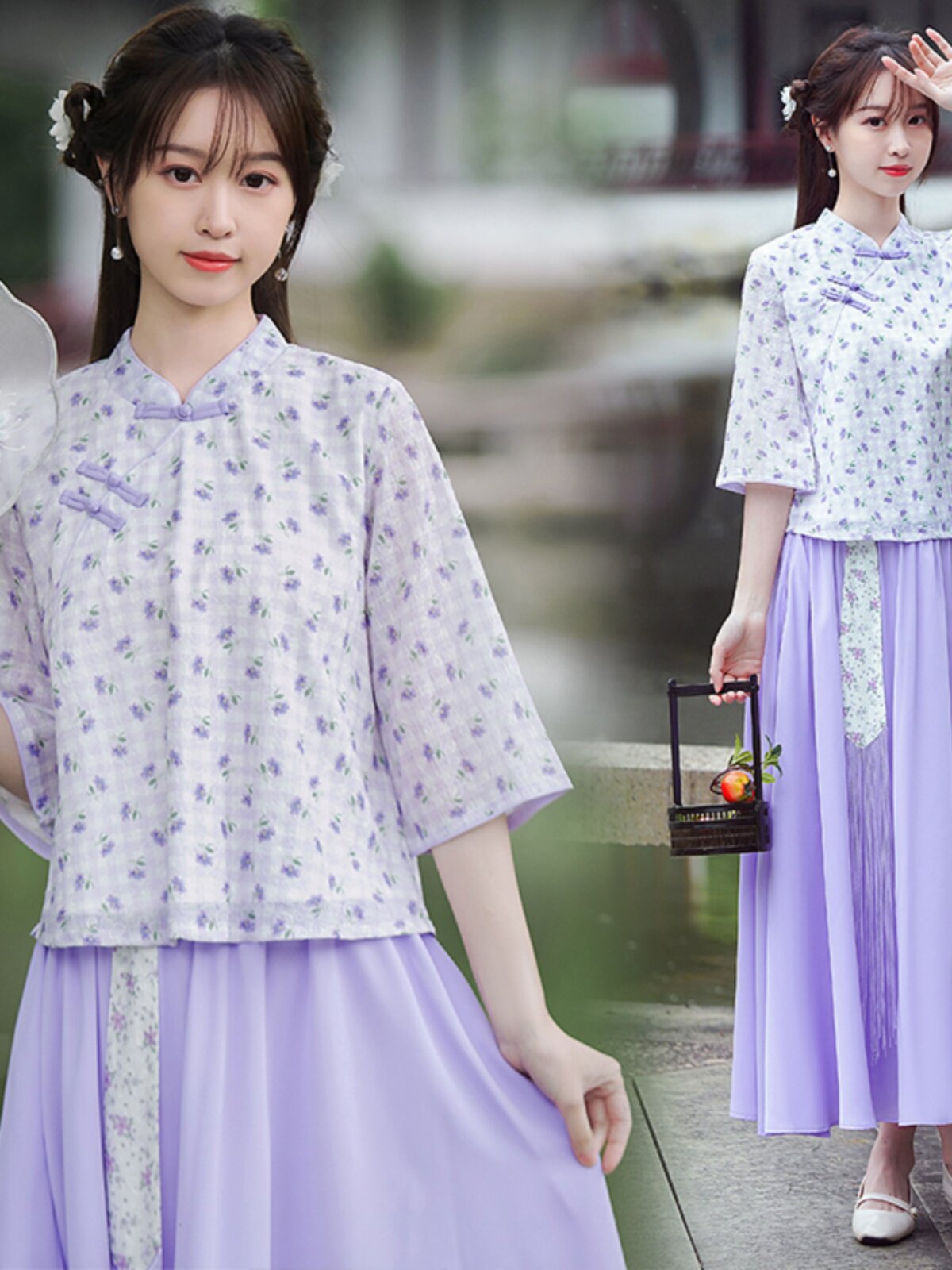 [LOSS OF MONEY PROCESSING] ETHNIC STYLE SMALL FRESH SPRING AND SUMMER COTTON AND LINEN EMBROIDERY PLACKET BLOUSE SKIRT TWO-PIECE SET OF WOMEN
