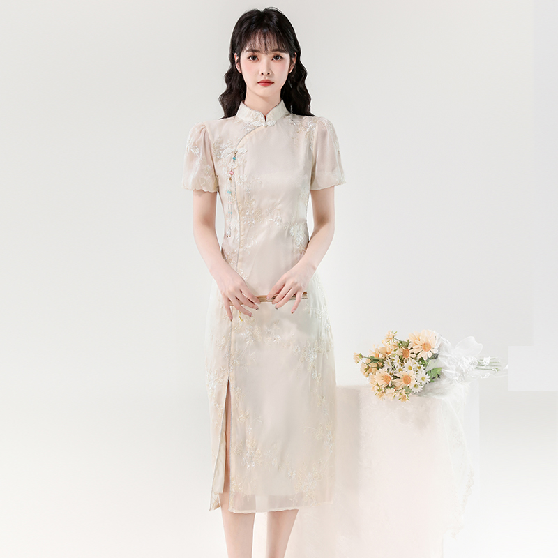2025新款夏季新中式改良版年轻少女款旗袍重工刺绣高级感连衣裙女