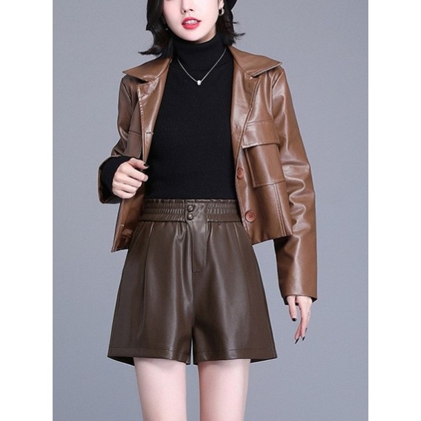 海宁真皮皮裤女短裤松紧高腰大码外穿2025春秋新款绵羊皮阔腿靴裤,女装/女士精品,皮衣,淘宝优惠券,粉丝福利购,淘宝优惠卷