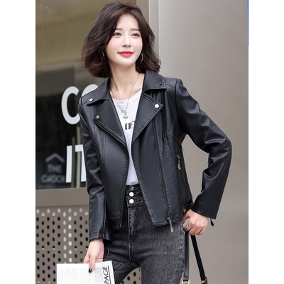 海宁真皮皮衣女短款2025春秋绵羊皮夹克韩版修身翻领机车服小外套