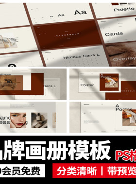 简约轻奢高端品牌产品VI标识宣传册画册版面排版PS设计模板id素材