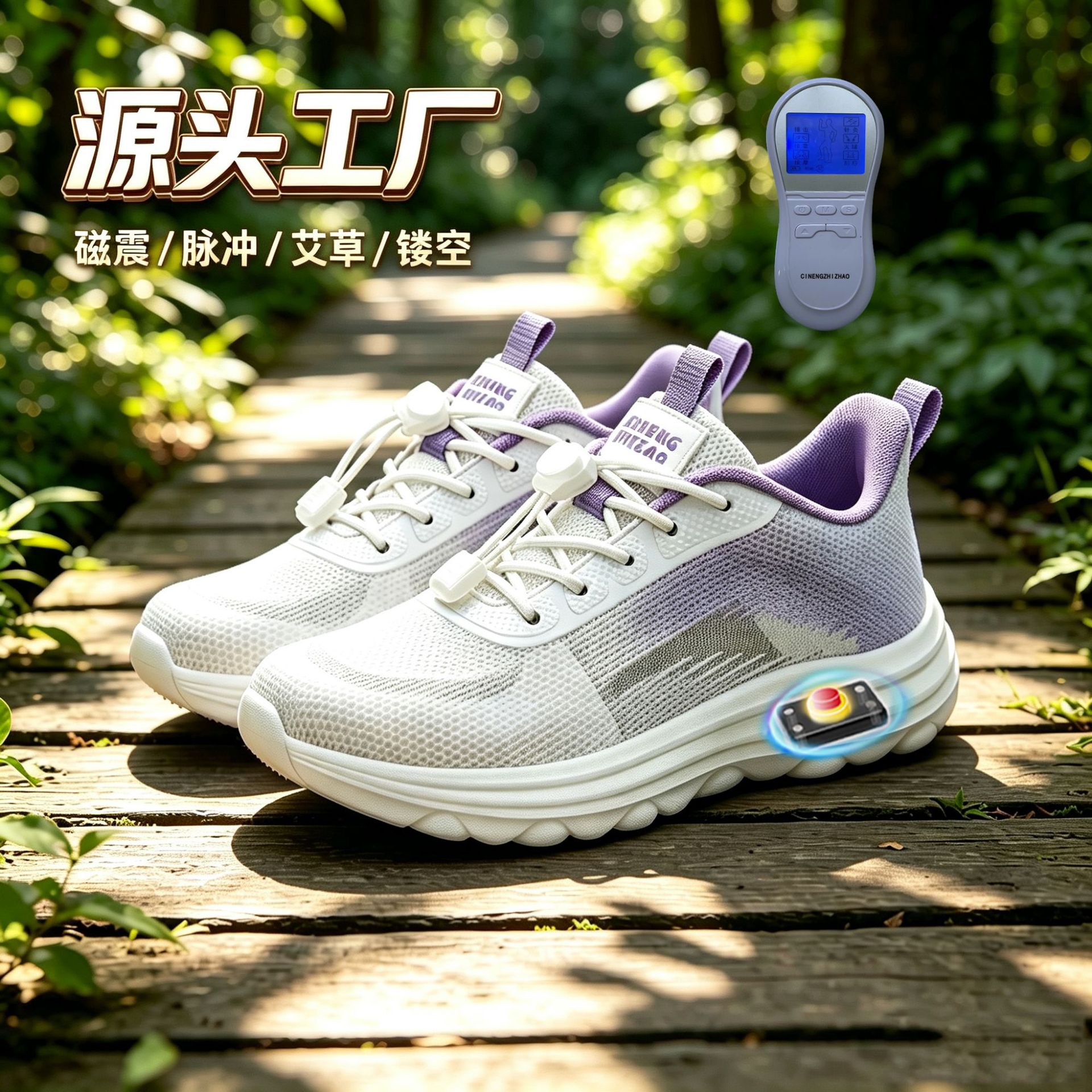 春夏季女式运动鞋透气网面女鞋电脉冲按摩鞋磁震动女休闲鞋旅游鞋