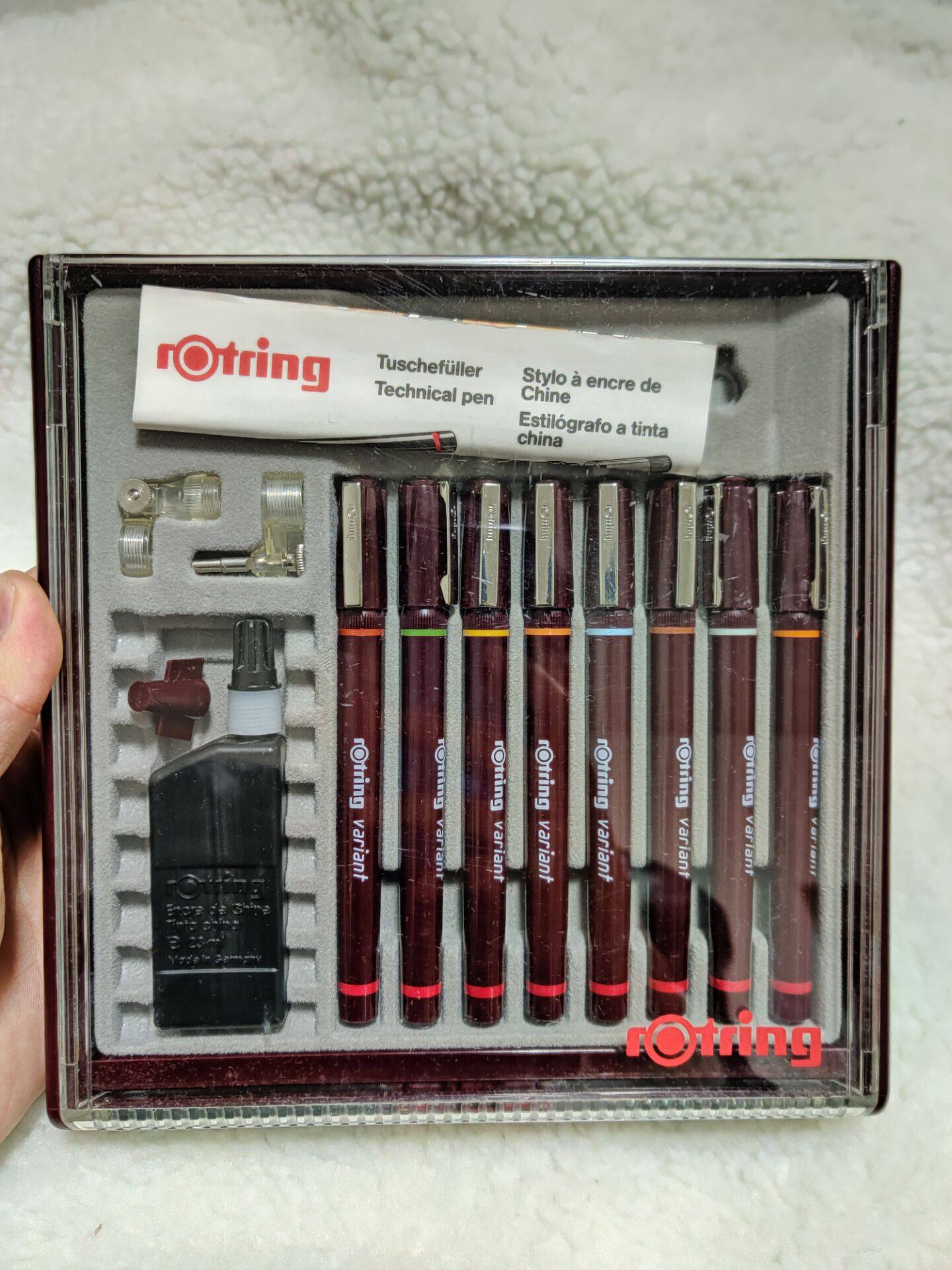 德国红环针管笔可加墨绘图笔勾线笔八只大套装包邮漫画工程绘图笔