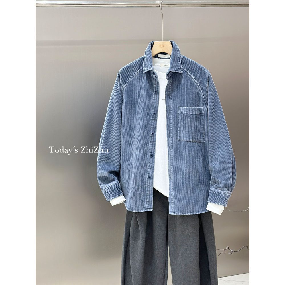 松弛感复古灯芯绒长袖衬衫