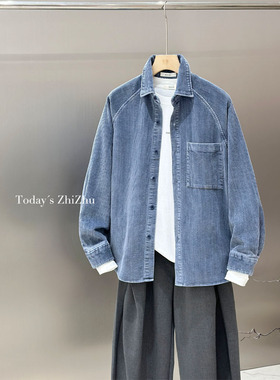 制著男装秋冬松弛感复古灯芯绒长袖衬衫  C25881