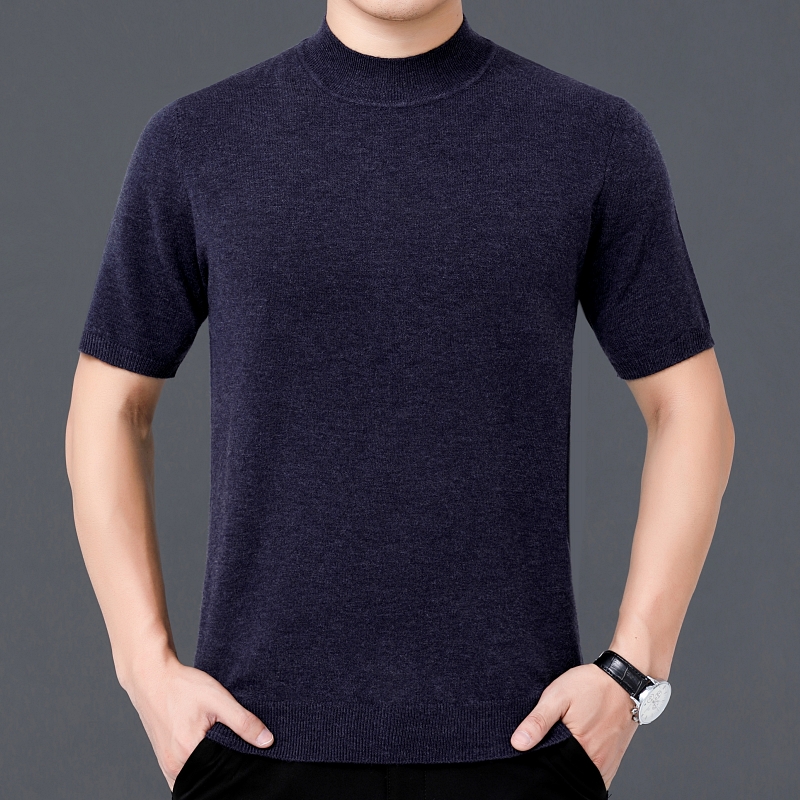 羊毛衫短袖圆领大码中老年胖子